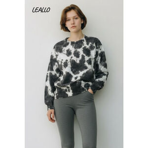 LEALLO Tie-Dye Sweatshirt Black White xs-s